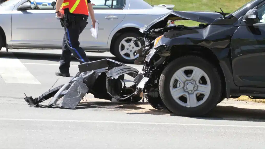 Severe car crash on freeway