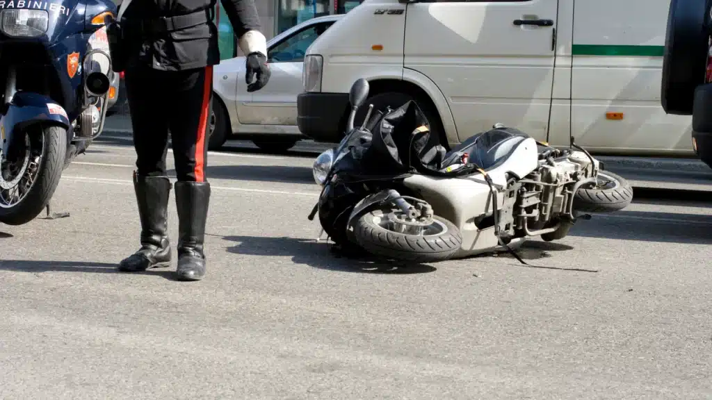 Motorcycle accident on the street